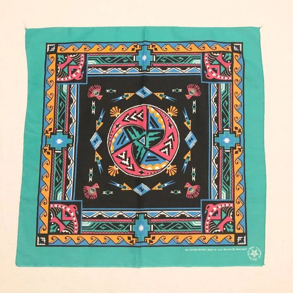 Vtg Wamcraft Bandana Scarf Handkerchief USA Cotton  Poly RN14193 - Picture 1 of 16